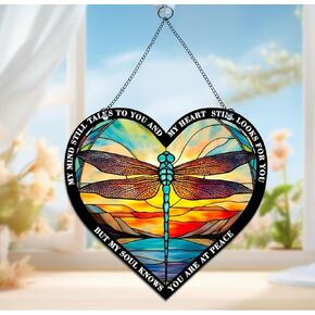 Memorial Acrylic Window Hanging, Heart Ornament,Sympathy,Memorial Gift for Loss of Loved One,My Mind Still Talks to You Remembrance Gifts for Loss of Mother, Husband, Father