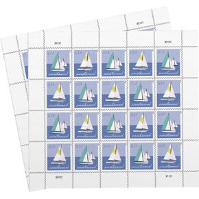 Sailboats Postcard Rate USPS Postage Stamp 2 Sheets of 20 US Postal Forever First Class Outdoor Ocean Lake Summer Sea Boat Water Party Wedding Celebration Anniversary (40 Stamps)