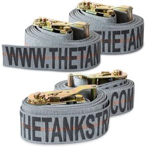 Motorcycle Tie Down Straps (4pk Grey) - 10.000 lb Webbing Break Strength 2'' x 10' Super Heavy Duty Endless Tie Downs with Ratchet Strap