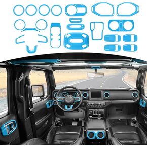 RT-TCZ لمجموعة القطع الداخلية Wrangler JL المتوافقة مع Jeep Wrangler JL JLU Gladiator JT 2018-2023 ملحقات داخلية صفراء 23 قطعة