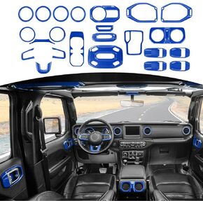 RT-TCZ لمجموعة القطع الداخلية Wrangler JL المتوافقة مع Jeep Wrangler JL JLU Gladiator JT 2018-2023 ملحقات داخلية صفراء 23 قطعة