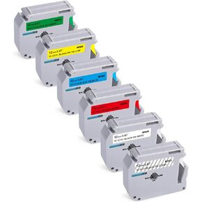 6Pk P Touch M Tape Work with PT-65 PT-70 PT-70BM PT-M95 PTM95 Replace with Brother P Touch M Tape 12mm 0.47 M-K 131 M-K231s 431s 531s 631s 731s for Brother PTouch PT-45 PT-80 PT-90,8m 26.2ft