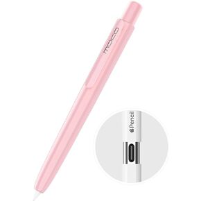 MoKo Holder Case for Apple Pencil (USB-C), Retractable Apple Pencil (USB-C) Case Protective iPad Pencil Sleeve Skin Cover with Sturdy Clip, Light Pink