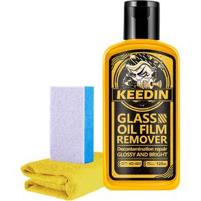 Degreaser Car Glass Oil Film Cleaner, Car Window Cleaner for Car Windshield to Remove Oil & Water Stains Without Damaging Glass include Towel& Sponge