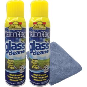 Vision Clear Glass Cleaner Streak Free (2-pack) 19oz + LARGE Microfiber Polish Cloth COMBO