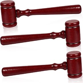 3Pcs Judge Gavel Mini Wooden Gavel Judge Auction Hammer Cosplay Lawyer Costume Prop Gavel for Kids Party Costume Accessory Home Office Decor