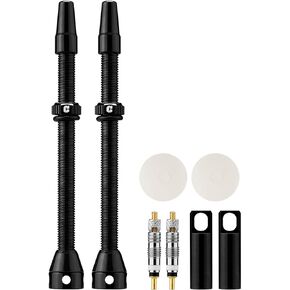Corki Cycles Tubeless Presta Valve Stem 40 44 55 60 80 100mm with 2PCS Valve Core and 2PCS Remover Tool (Black Red Gold Rainbow)