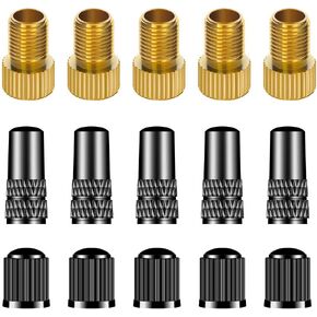 15 PCS Bike Presta Tire Valve Adaptor Tools,Bicycle Tire Valve Converter Copper Valve,Presta Valve Cap, Schrader Valve Cap,Cycling Tire Tools,for Mountain Bikes, Road Bike,Cars,Bike Pump Accessories