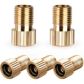 Brass Presta Valve Adaptor, 5 PCS Convert Presta to Schrader Bike Pump Adapter with Rubber Seal Rings, Inflate Tire Using Standard Pump or Air Compressor Mountain Bike Accessories