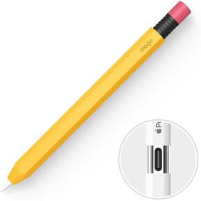 elago Classic Pencil Case Compatible with Apple Pencil (USB-C), Perfect Grip, Protective Skin, Silicone Sleeve, Supports Magnetic Attachment [Black]