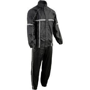 Milwaukee Leather MPM9510 Men's Black Water-Resistant Motorcycle Rain Suit with Hi Vis Reflective Tape