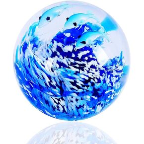 Hand Blown Glass Sea Turtle Figurine Paperweight,Sea Animal Ornament for Home Decor,Sea Animals Collection for Birthday Gift,Glass Tortoise Sculpture