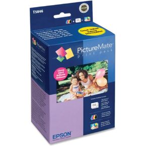 EPSON T584 Standard Capacity Ink & Paper Combo Pack - Glossy (T5846) for select Epson PictureMate Printers, Black; Cyan; Yellow; Magenta