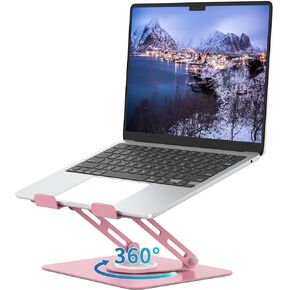 ALASHI 360° Rotating Laptop Stand, Multi-Angle, 10-17", White | Adjustable Laptop Riser, 360°Rotating Base Computer Stand, Ergonomic Foldable Protable for Office Home College in Kuwait