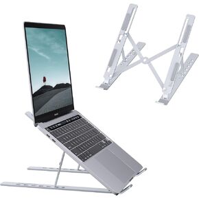 Portable Laptop Stand Ultralight Aluminum Alloy Adjustable Laptop Stand Ideal Laptop Riser for Desk or Travel Computer Stand for Laptop 7 Holes 9.8 Inches-Black