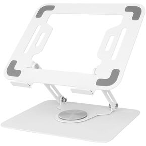 Adjustable Laptop Stand with 360 Rotating Base Portable Foldable Laptop Stand for Desk Carbon Steel Material Notebook Stand Compatible with MacBook Air Pro,and All Laptops(10-17.3‘’) -White