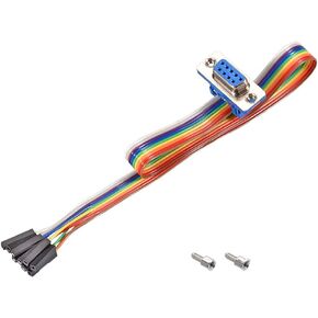 uxcell IDC Rainbow Wire Flat Ribbon Cable DB9 Female to 9P Connector 2.54mm Pitch 11.8inch Length
