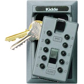 Kidde AccessPoint 001170 KeySafe Original Slimline Push Button Combination Permanent Key Lock Box, 2-Key, Titanium Gray