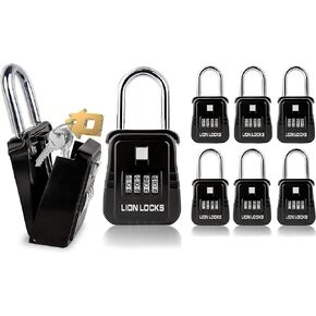 1500 Key Storage Lockbox, Set-Your-Own Code Lock Portable Key Holder, Rust-Proof Secure Outdoor Key Safe, Hide-a-Key Safe Box Lock Box, Construction (6-Pack/Black)