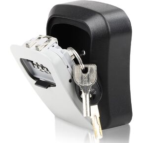 Key Lock Box Wall Mounted, 4 Digit Combination Lockbox for Outside House,Key Safe Security Storage Lock Box 5 Keys Large Capacity with Resettable Code for Indoor Outdoor Garage Weatherproof