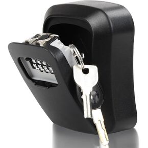 Key Lock Box Wall Mounted, 4 Digit Combination Lockbox for Outside House,Key Safe Security Storage Lock Box 5 Keys Large Capacity with Resettable Code for Indoor Outdoor Garage Weatherproof