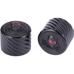 2 Pack Front Axle Nut Cover Axle Caps Set, Aluminum CNC Front Axle Nut Cover Cap Skull Style Compatible with 2002-2022 Harley Sportster Softail Electra Road Street Glide
