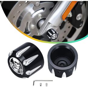 2 Pack Front Axle Nut Cover Axle Caps Set, Aluminum CNC Front Axle Nut Cover Cap Skull Style Compatible with 2002-2022 Harley Sportster Softail Electra Road Street Glide in Kuwait