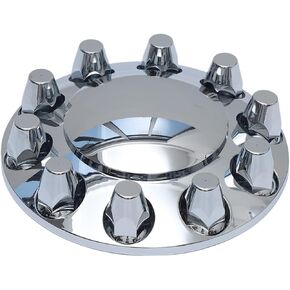 Chrome ABS Front Axle Wheel Cover for Semi Truck Plastic Hub Cover with 33mm Screw-On Lug Nut Covers 2 Front Axle Wheel Covers Hubcap (Standard Front)