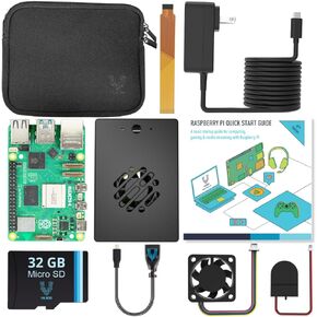 Vilros Raspberry Pi 5-4GB Starter Kit - Turbo Cooled Edition - 32GB Memory (Aluminum Black)
