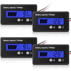 Frienda 2 Set DC 12V 24V 36V 48V 60V 72V 84V Golf Cart Battery Meter with Alarm, Front Setting and Switch Key Battery Capacity Voltage Indicator Gauge Acid and Lithium Ion Indicator(Green) in Kuwait
