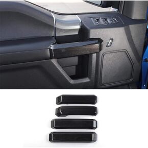 أغطية مقبض الباب الداخلي من الخشب الأسود من Voodola لسيارة Ford F150 2015-2020 (4 قطع، ABS)