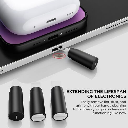 مجموعة تنظيف iPhone لمنفذ الشحن، مجموعة تنظيف Airpod متعددة 10 في 1، أداة تنظيف الهاتف، إصلاح كابل بيانات iPhone وType C، كاميرا، سماعة أذن، مكبر صوت، شاشة إلكترونية، حقيبة تخزين محمولة in Saudi Arabia