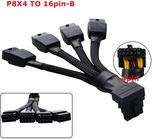 12VHPWR 16 Pin 12+4 pin GPU Cable to 4X 8 Pin PCIe 5.0 Extension 90 Degree Angle Sleeved Adapter for GeForce RTX 4090 4080 4070Ti 3090Ti Graphic Card 5.9-inch (Type B) in Saudi Arabia