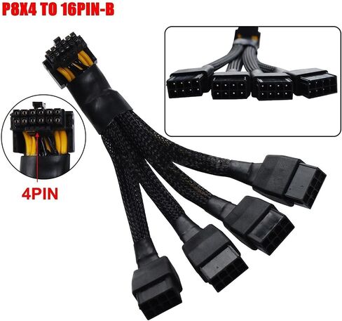 12VHPWR 16 Pin 12+4 pin GPU Cable to 4X 8 Pin PCIe 5.0 Extension 90 Degree Angle Sleeved Adapter for GeForce RTX 4090 4080 4070Ti 3090Ti Graphic Card 5.9-inch (Type B) in Saudi Arabia