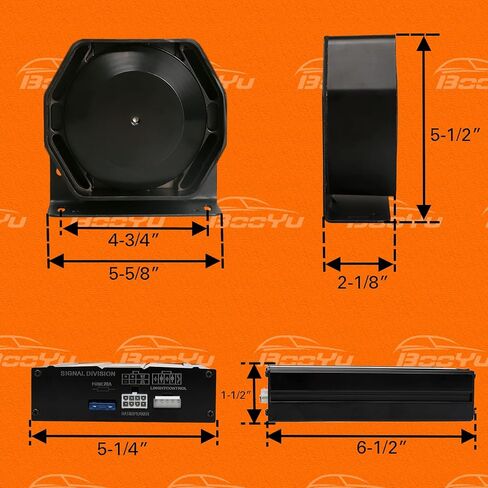 BooYu 12V 200W 20 Tones Police تحذير الطوارئ نظام PA [مكبر صوت نحيف] [ميكروفون لاسلكي عن بعد محمول] [2 × 10A مفاتيح] لرجال الإطفاء ومركبات الإسعاف والشاحنات والسيارات الدفع الرباعي ATV UTV in Kuwait