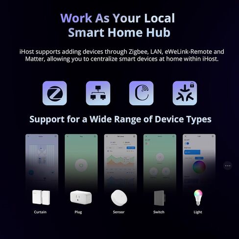 SONOFF iHost Smart Home Hub، بوابة التحكم المركزية 4G، خادم محلي خاص لأتمتة المنزل الآمن، توافق LAN&Zigbee، تخزين البيانات المحلية وواجهة برمجة التطبيقات المفتوحة للتخصيص (RV1126 DDR4 4GB) in Saudi Arabia