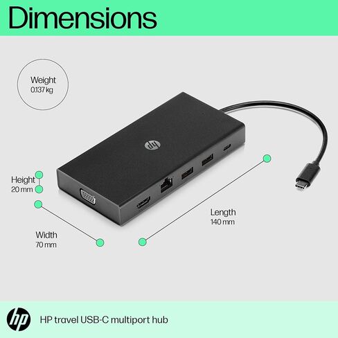 HP Travel USB-C Multi Port Hub (1C1Y5AA, Black) in Saudi Arabia