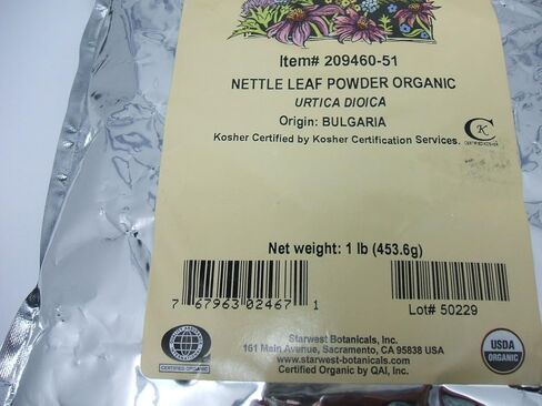 Starwest Bottanicals Organic Nettle Leaf Powder 1lb Bag in Kuwait