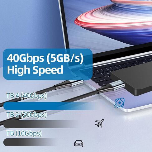 240W for Thunderbolt 4 Cable 10 ft, Support 8K@60Hz, 4K@144Hz 40Gbps/240W PD Charging for iPhone 15 Pro/15 Pro Max, USB4, Thunderbolt 3, MacBook Pro, Docking, eGPU, SSD, Surface Pro in Saudi Arabia