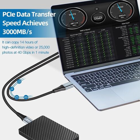 240W for Thunderbolt 4 Cable 10 ft, Support 8K@60Hz, 4K@144Hz 40Gbps/240W PD Charging for iPhone 15 Pro/15 Pro Max, USB4, Thunderbolt 3, MacBook Pro, Docking, eGPU, SSD, Surface Pro in Saudi Arabia