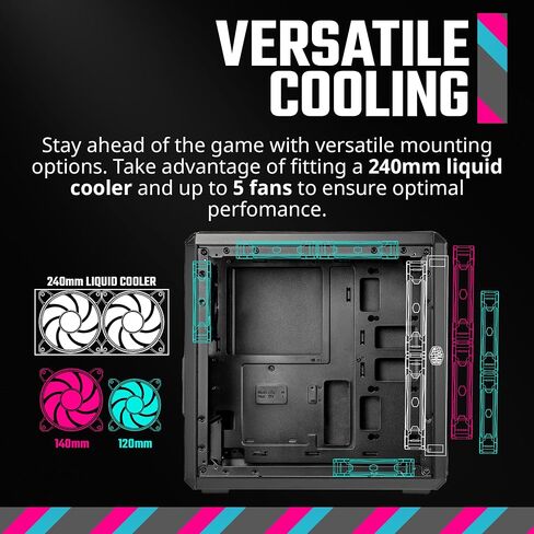 برج كولر ماستر Q300L V2 Micro-ATX، فلتر غبار منقوش مغناطيسي، USB 3.2 Gen 2x2 (20 جيجابايت)، زجاج مقسى، مبردات وحدة المعالجة المركزية بحد أقصى 159 مم، وحدة معالجة الرسومات بحد أقصى 360 مم، تدفق هواء جيد التهوية بالكامل (Q300LV2-KGNN-S00) in Kuwait