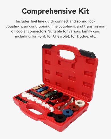 مجموعة أدوات قطع خط الوقود 25 قطعة مجموعة أدوات قطع رئيسية سريعة لقطع خط تبريد زيت ناقل الحركة الميكانيكي المتوافق مع Ford Chevy GM More، أحمر in Kuwait