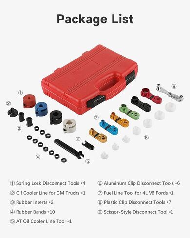 مجموعة أدوات قطع خط الوقود 25 قطعة مجموعة أدوات قطع رئيسية سريعة لقطع خط تبريد زيت ناقل الحركة الميكانيكي المتوافق مع Ford Chevy GM More، أحمر in Kuwait