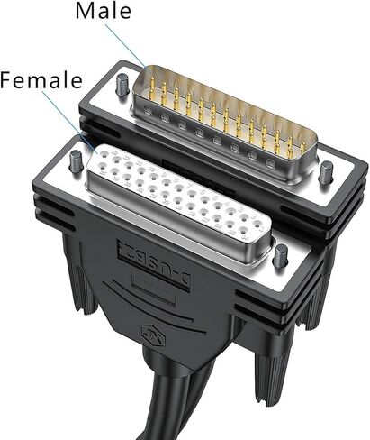 DB25 Male to Female Extension Cable 3FT,26awg Tinned Copper Wires of 25 Different Colored, Double-Shielded with foil & Braid, D-SUB 25 pin Cable RS232 Serial Cable in Black in Kuwait