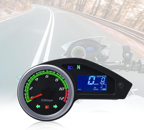 عداد سرعة الدراجة النارية من كاولالي، 12000 دورة في الدقيقة، عداد مسافات LCD رقمي عالمي، عداد سرعة الدوران، عداد سرعة الدوران، لوحة القيادة، عداد السرعة للبرازيل 250 RPS Hawk 250 in Kuwait