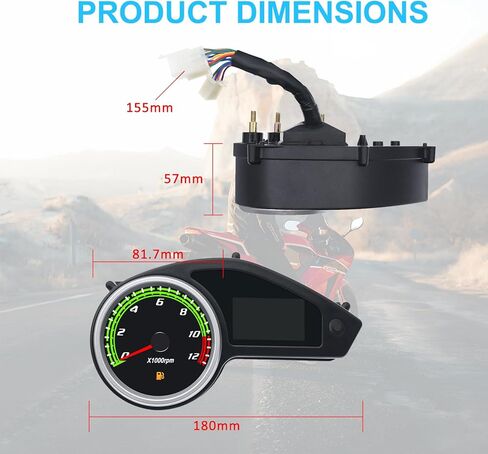عداد سرعة الدراجة النارية من كاولالي، 12000 دورة في الدقيقة، عداد مسافات LCD رقمي عالمي، عداد سرعة الدوران، عداد سرعة الدوران، لوحة القيادة، عداد السرعة للبرازيل 250 RPS Hawk 250 in Kuwait