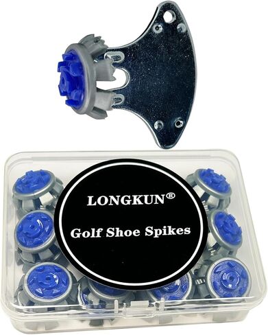 مرابط الجولف، 28 قطعة من مسامير أحذية الجولف البديلة مع قطعة واحدة من مفتاح ربط مسامير الجولف سهل التركيب للجولة السريعة القفل (رمادي أزرق) LONGKUN in Kuwait