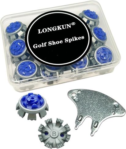 مرابط الجولف، 28 قطعة من مسامير أحذية الجولف البديلة مع قطعة واحدة من مفتاح ربط مسامير الجولف سهل التركيب للجولة السريعة القفل (رمادي أزرق) LONGKUN in Kuwait