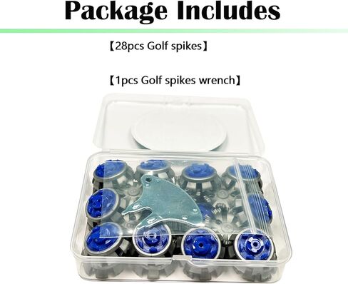 مرابط الجولف، 28 قطعة من مسامير أحذية الجولف البديلة مع قطعة واحدة من مفتاح ربط مسامير الجولف سهل التركيب للجولة السريعة القفل (رمادي أزرق) LONGKUN in Kuwait