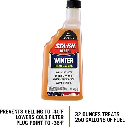 STA-BIL Diesel Winter Ant-Gel - Prevents Fuel Gelling Down to -40 Degrees Fahrenheit - Cleans Injectors - Treats 250 Gallons of Diesel Fuel, 32 fl. oz. (15215) in Saudi Arabia